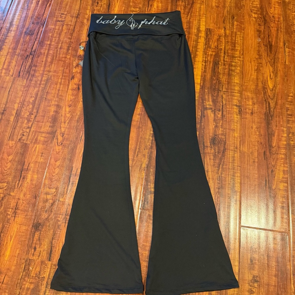 Baby Phat Black flared fold overs with Logo Detail